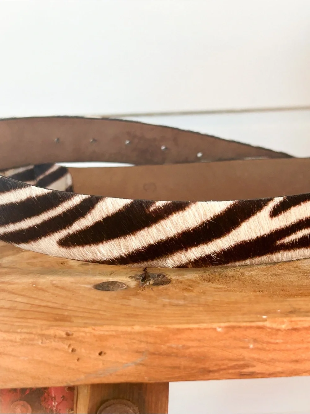MCM Vintage Calfskin Hair Zebra Print Belt Womens Small